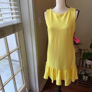 Betsey Johnson Scuba Crepe Ruffle Hem Sz 4 A-Line Dress